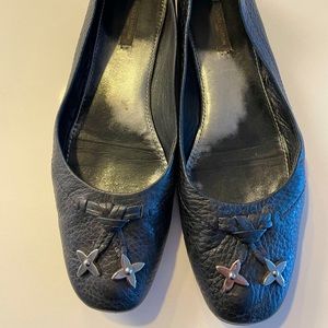 LV black leather ballerina flats